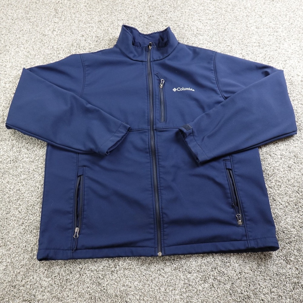 Columbia‎ Jacket Mens XL Blue Ascender Softshell Fleece Zip Coat Outdoor Hiking
